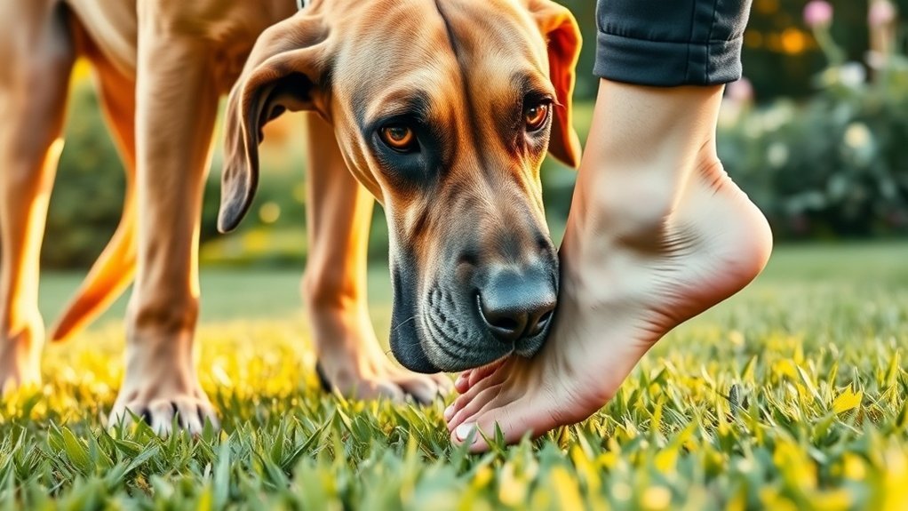 why does Great Dane bite my ankles