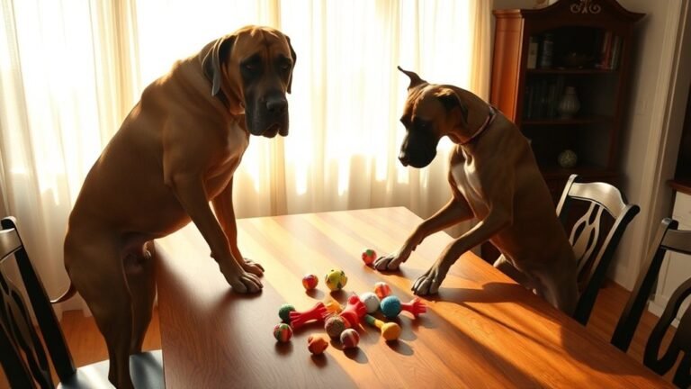 Great Dane Climbing on Tables