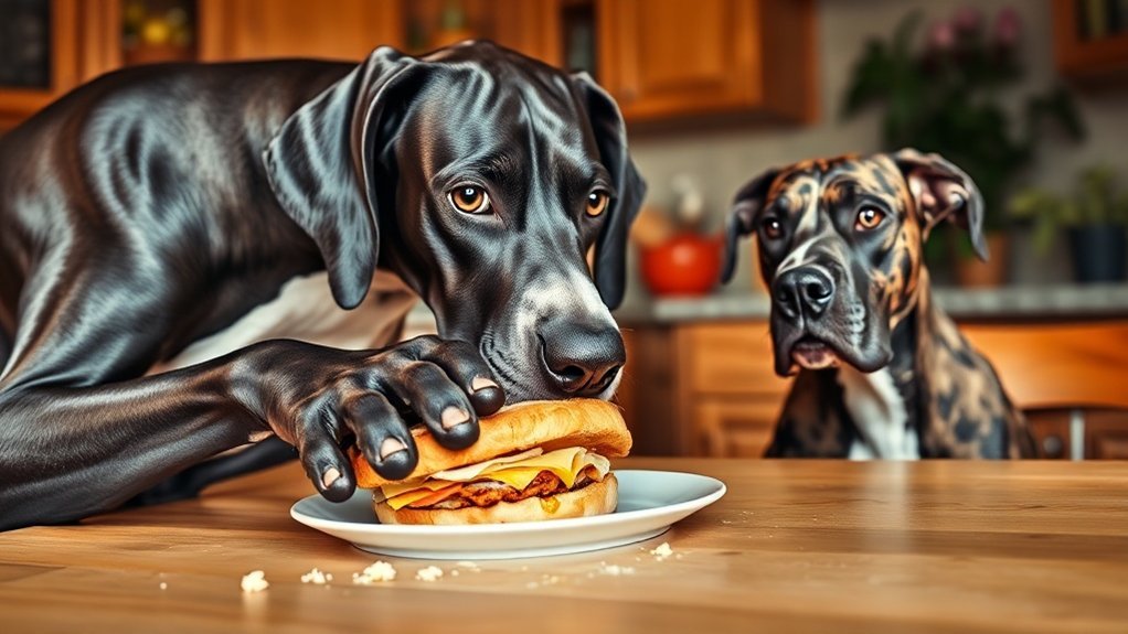 great dane stealing food