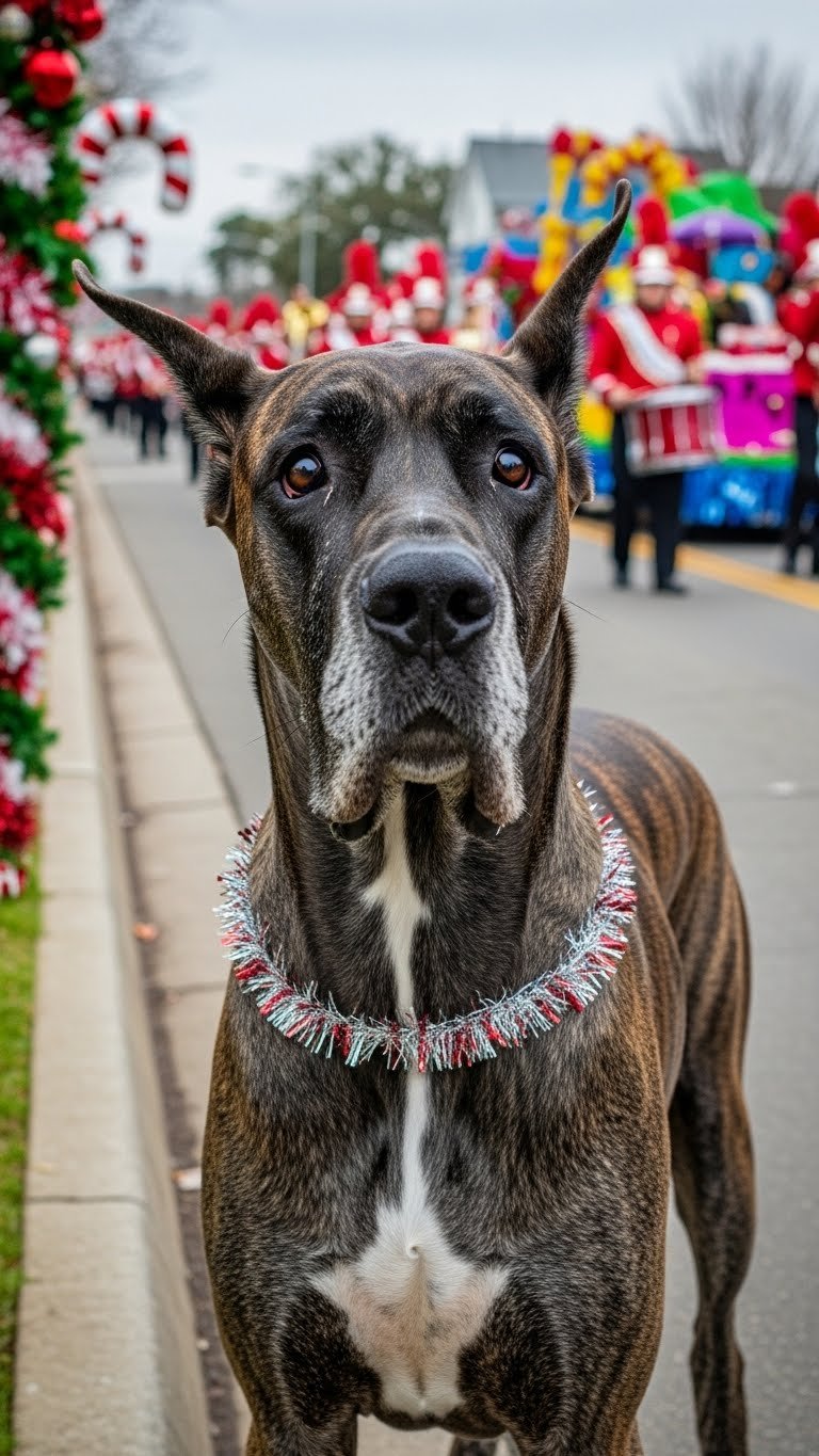 christmas parade with Great Dane