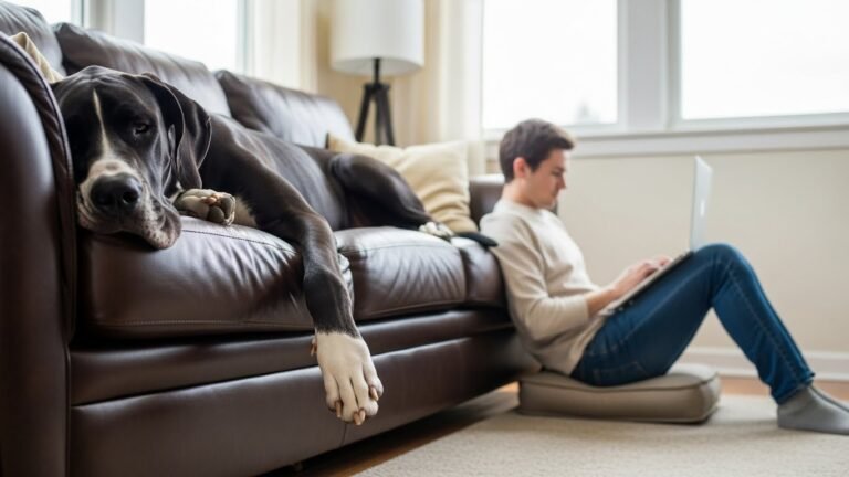 great dane on sofa